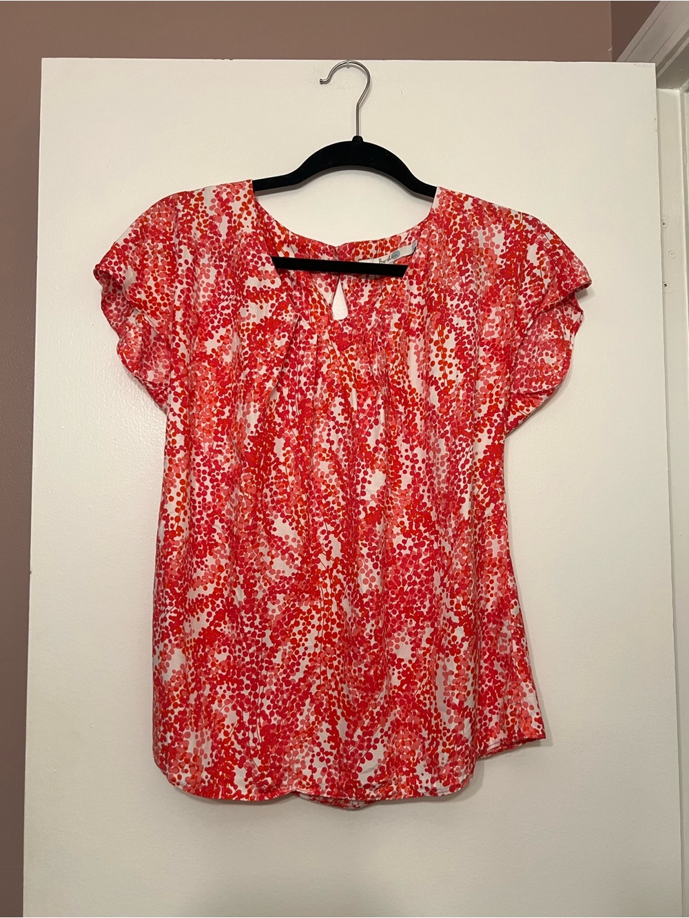Colorful Patterned Boden Silk Blend Short Sleeve Blouse